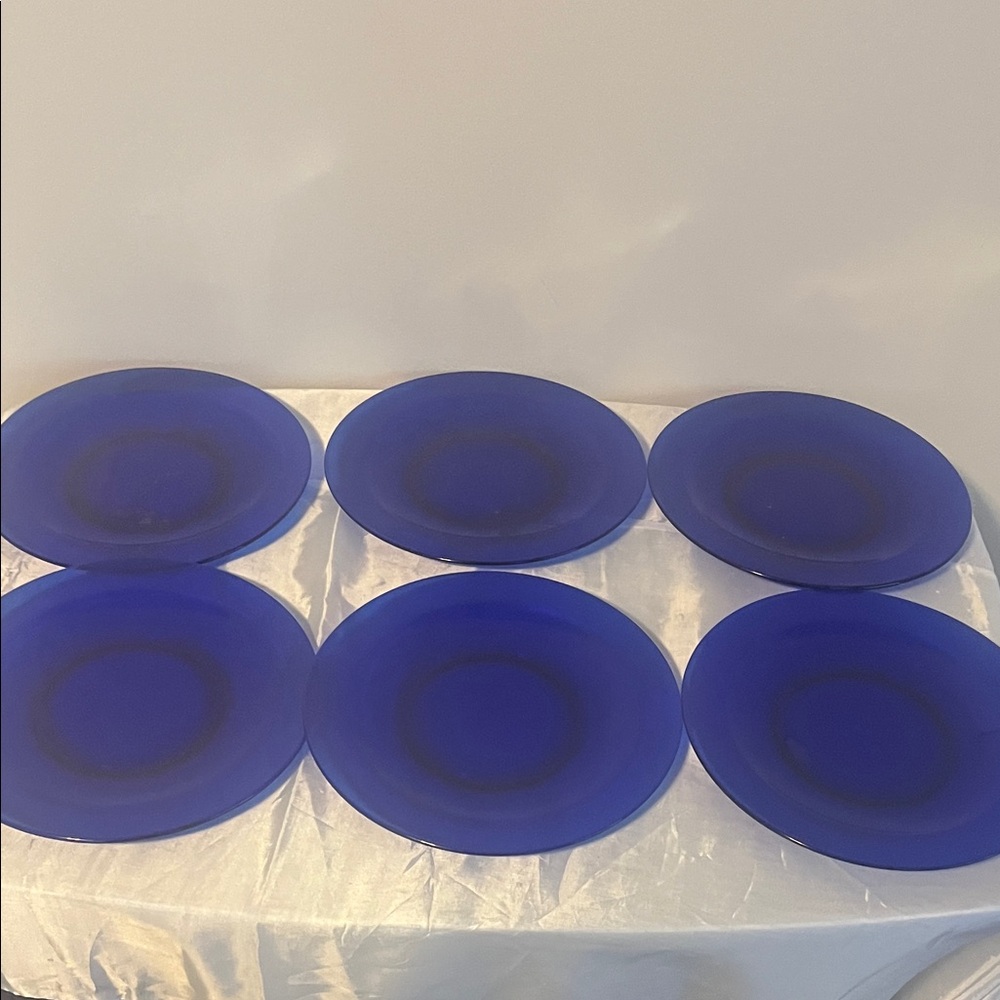 Set of Cobalt Blue Glass  salad Plates